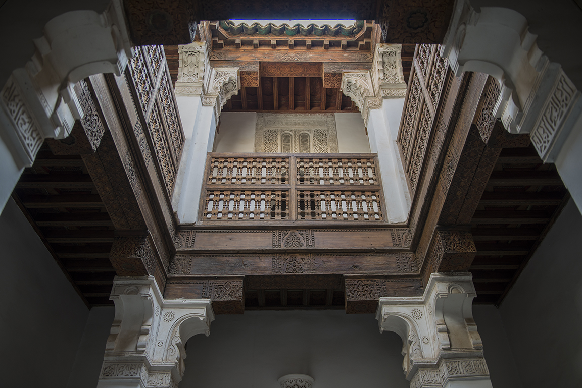 Upper level dormitory in the Ali ben Youssef Medersa